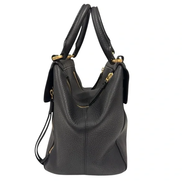 NWOT Tory Burch Black Half Moon Satchel with Gold Accents - Picture 4 of 4